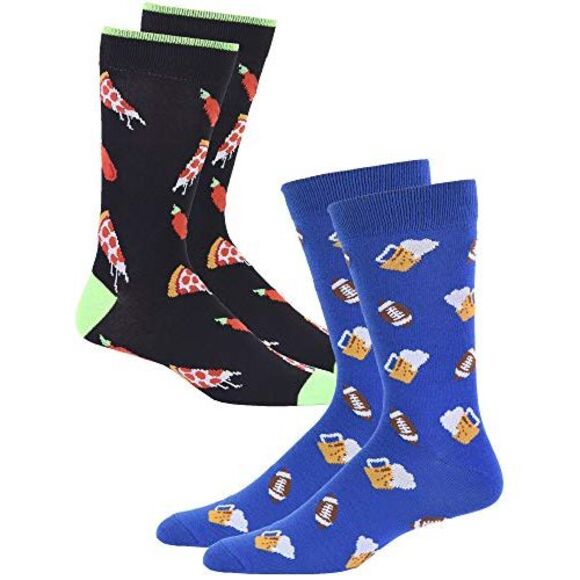 Beer Football And Pizza 2 Pack Dress Crew Socks - Picture 5 of 8